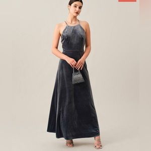 NWT! The Criss-cross Backless Velvet Maxi Dress